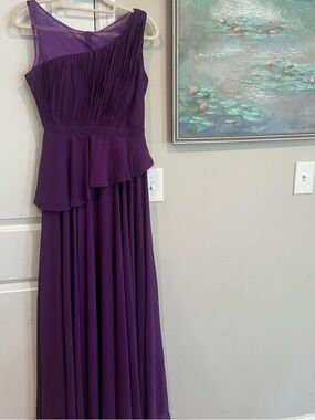david's bridal scoop neck bridesmaid dress Oscar de La Renta Porcelain Flower Faille Cocktail Dress